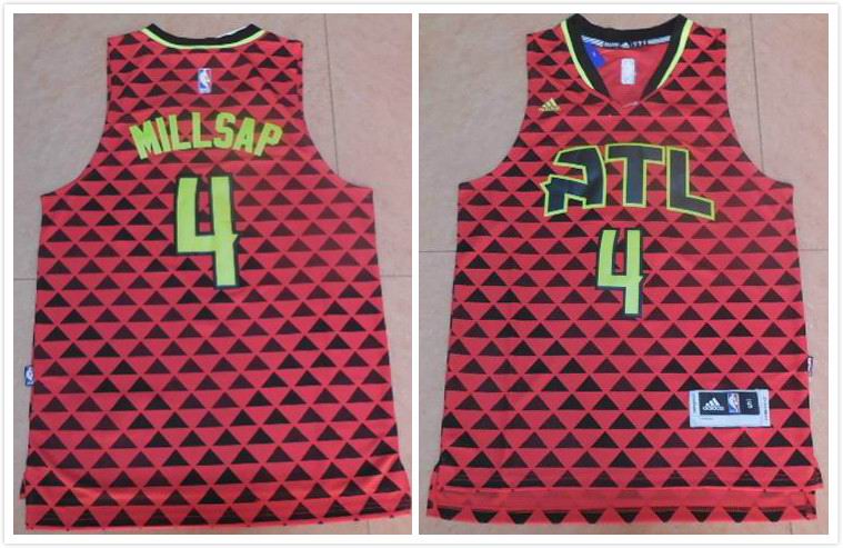 Atlanta Hawks 4 Paul Millsap Red Stitched men NBA Basketball Jersey