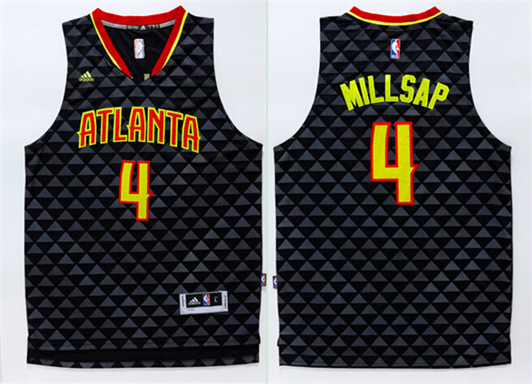 Atlanta Hawks 4 Paul Millsap black Stitched men NBA Basketball Jersey