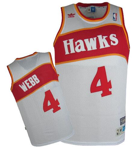 Atlanta Hawks 4 Spud Webb white nba jersey