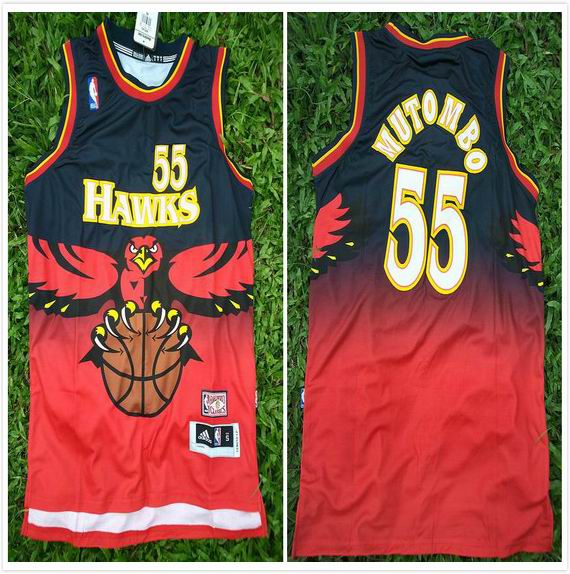 Atlanta Hawks 55 Dikembe Mutombo red fashion men nba basketball jerseys