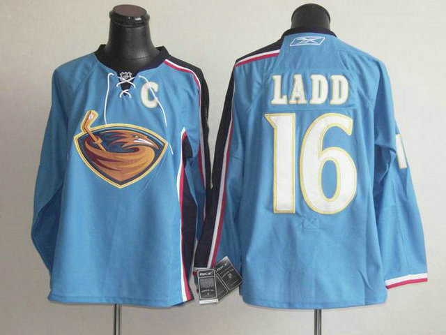 Atlanta Thrashers 16 Andrew Ladd Blue men ice hockey nhl jerseys