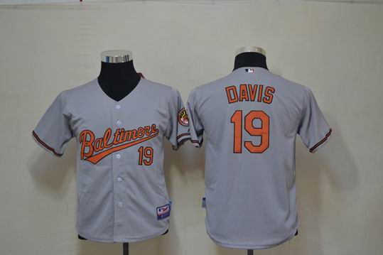Baltimore Orioles DAVIS 19# kids gray mlb jerseys
