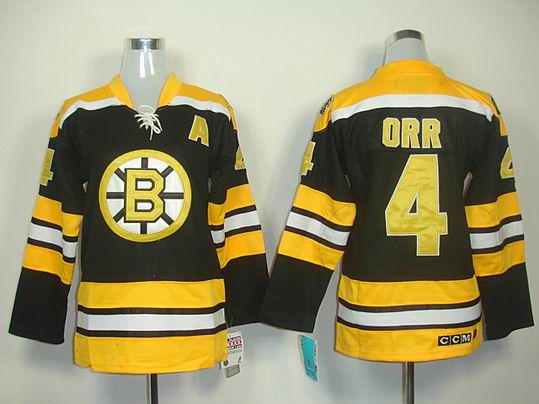 Boston Bruins #4 Bobby Orr Black NHL Women Jerseys A Patch