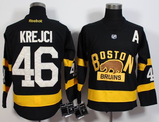 Boston Bruins 46 David Krejci Black men ice hockey nhl jerseys