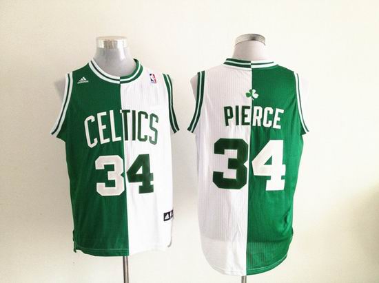 Custome-made Boston Celtics 34 PIERCE white green NBA Split Jerseys
