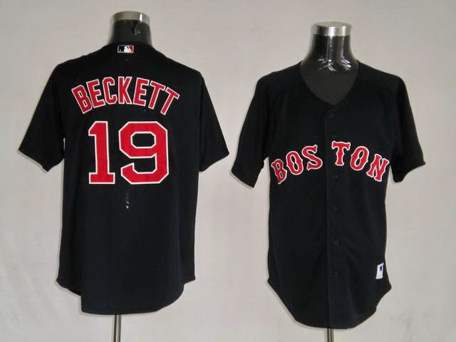 Boston Red Sox Beckett 19 Black men baseball mlb jersey Boston Red Sox Beckett 19 Black men baseball mlb jersey