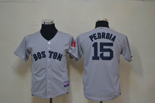 Boston Red Sox PEDROLA 15 kids gray mlb jerseys