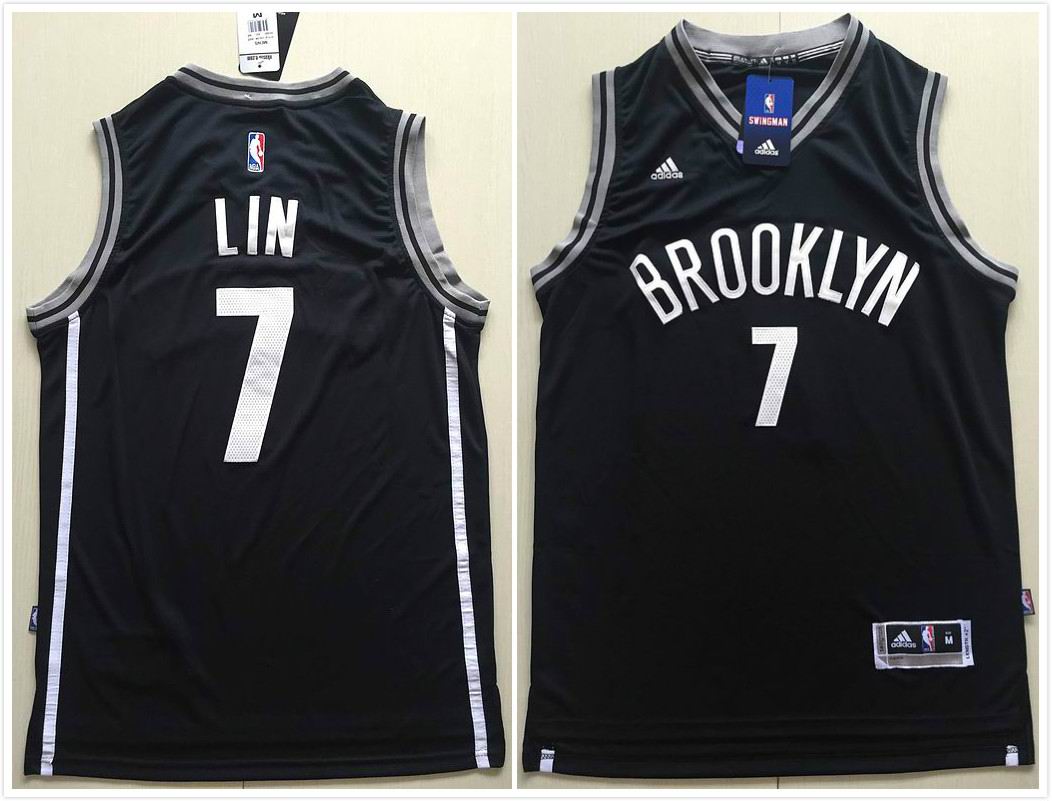 Brooklyn Nets 7 Jeremy Lin Black adidas men nba basketball Jersey