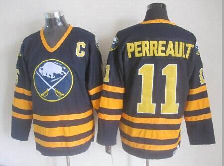 Buffalo Sabres 11 Gilbert Perreault blue C patch men ice hockey nhl jerseys