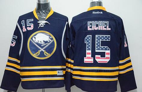 Buffalo Sabres 15 Jack Eichel Stitched US Flag Blue Jersey