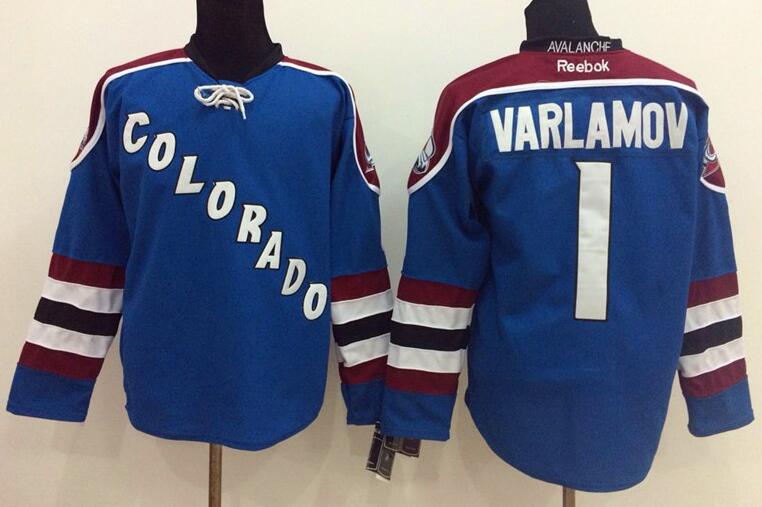 COLORADO AVALANCHE 1 Semyon Varlamov blue men nhl ice hockey jerseys