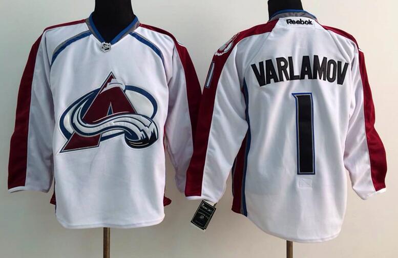 COLORADO AVALANCHE 1 Semyon Varlamov white men nhl ice hockey jerseys