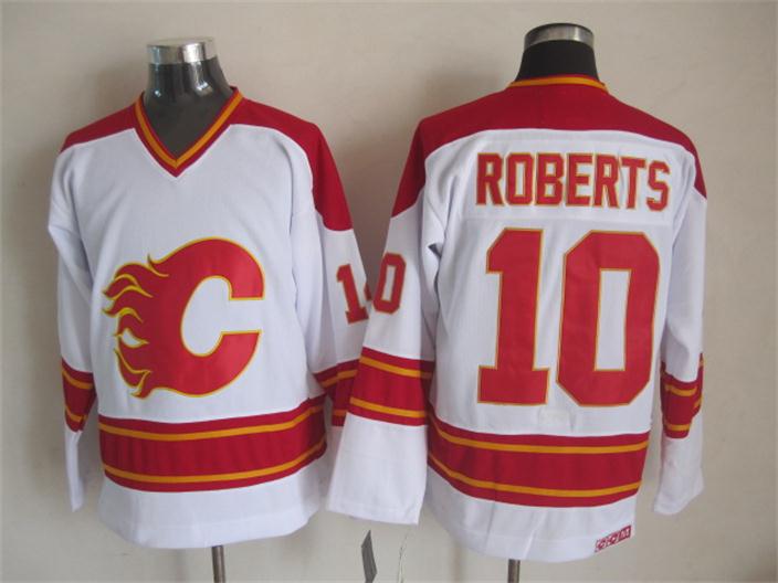 Calgary Flames 10 Gary Roberts white Third Throwback CCM men hockey nhl Jerseys
