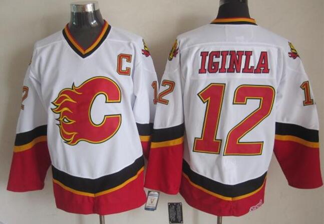 Calgary Flames 12 Iginla White men hockey nhl Jersey