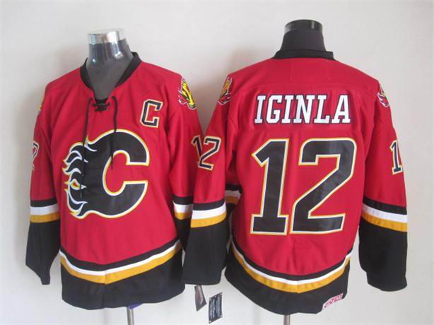 Calgary Flames 12 Jarome Iginla red CCM nhl jerseys C patch