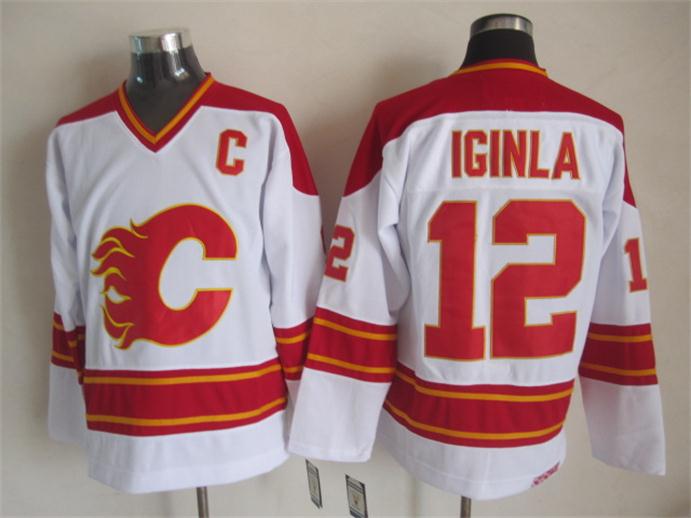 Calgary Flames 12 Jarome Iginla white throwback CCM men hockey nhl jerseys