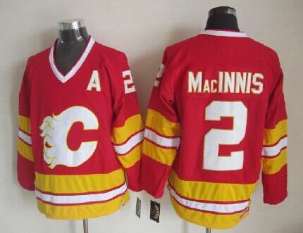 Calgary Flames 2 Al MacInnis Red Third Throwback CCM men hockey nhl Jerseys
