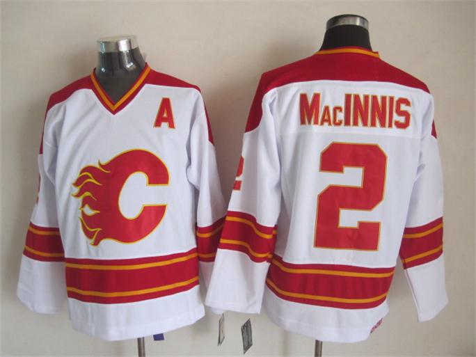 Calgary Flames 2 Al MacInnis white Third Throwback CCM hockey nhl Jerseys A patch