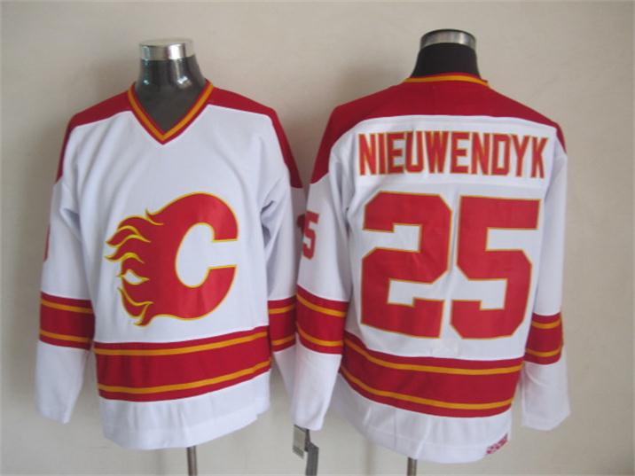 Calgary Flames 25 Joe Nieuwendyk White throwback CCM ice hockey men hockey Jersey