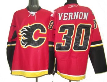 Calgary Flames 30 VErnon red jersey