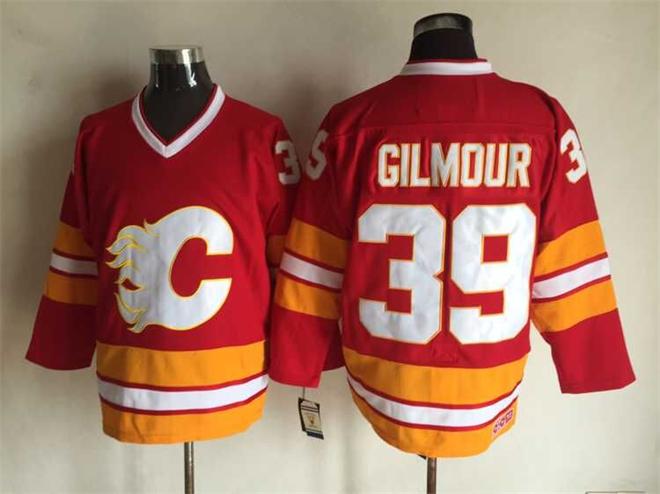 Calgary Flames 39 Doug Gilmour Red CCM throwback men hockey nhl Jersey