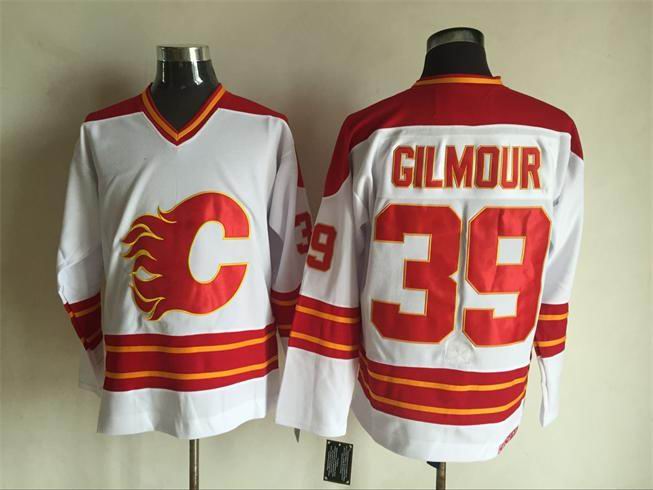 Calgary Flames 39 Doug Gilmour white CCM throwback men hockey nhl Jersey