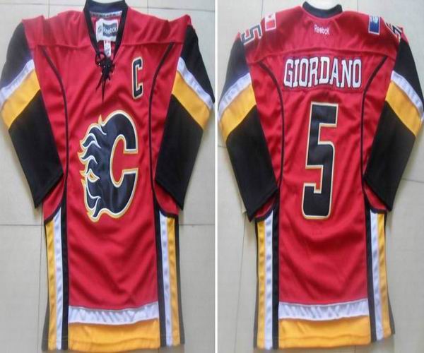 Calgary Flames 5 Mark Giordano red men hockey nhl Jerseys C patch