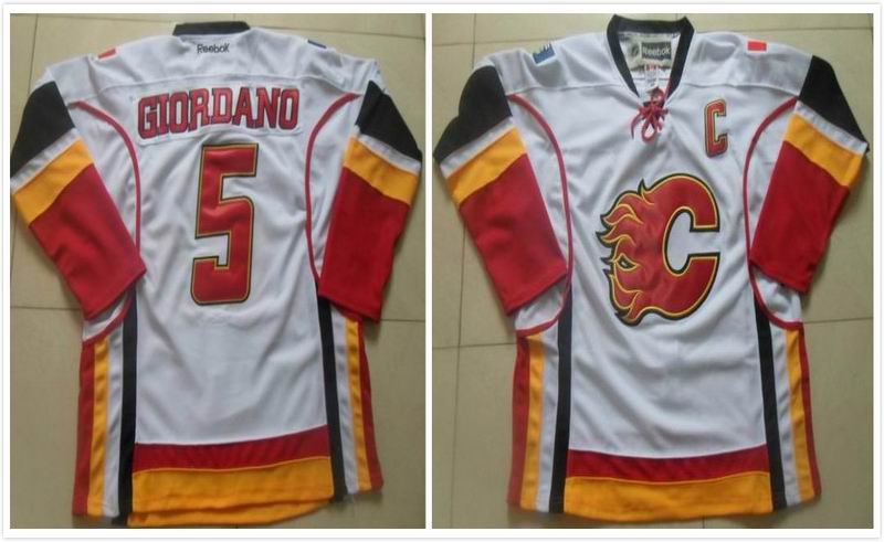 Calgary Flames 5 Mark Giordano white men hockey nhl Jersey C patch