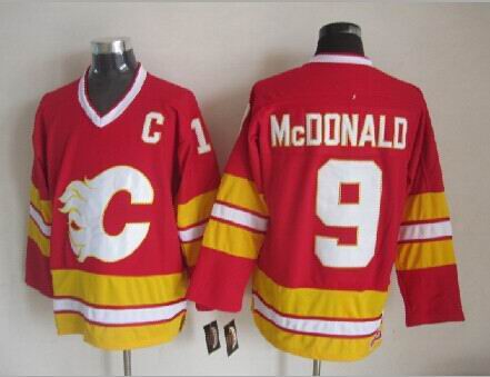 Calgary Flames 9 Lanny McDonald Red Third Throwback CCM men hockey nhl Jersey C patch