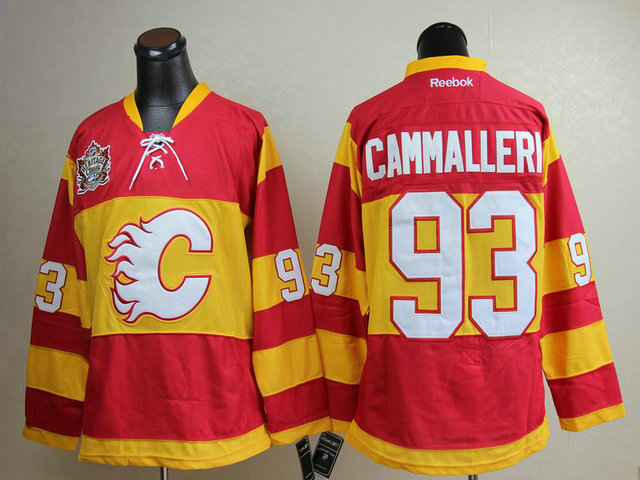 Calgary Flames 93 Michael Cammalleri Red Yellow men hockey NHL Jerseys