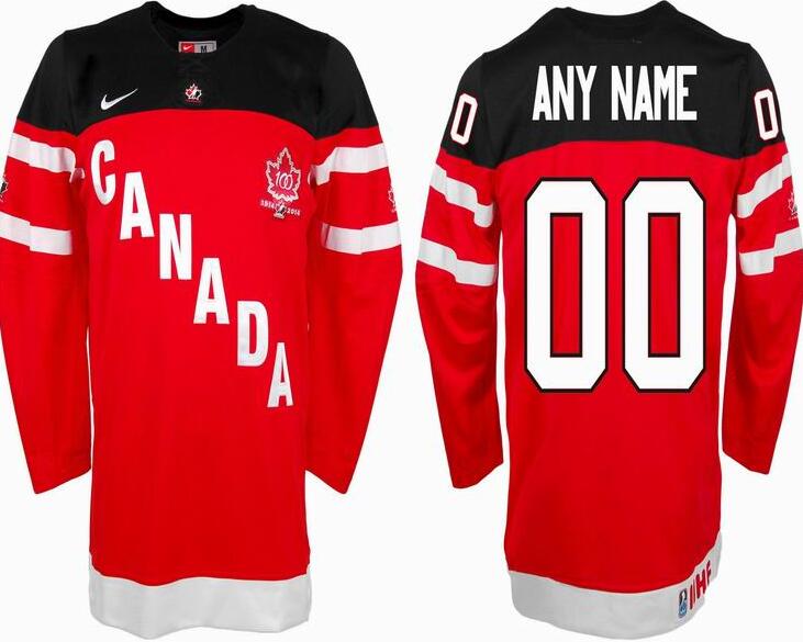 Canada Team  IIHF Official 100th Anniversary red Hockey Jerseys Customized any name number