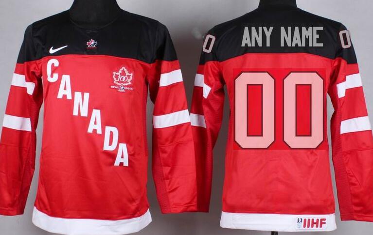 Canada Team IIHF Official 100th Anniversary red Hockey Jersey Customized any name number