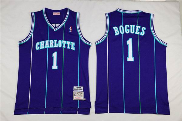 Charlotte Hornets 1 Tyrone Bogues purple Soul Swingman Road adidas men nba basketball Jersey