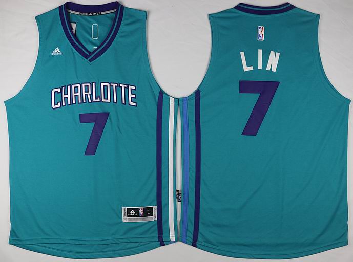 Charlotte Hornets 17 Jeremy Lin cyan adidas men nba basketball Jersey