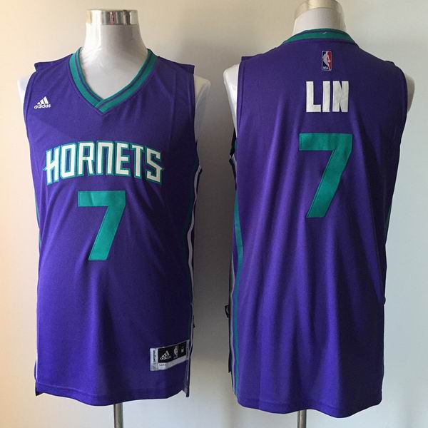 Charlotte Hornets 17 Jeremy Lin purple adidas men nba basketball Jersey