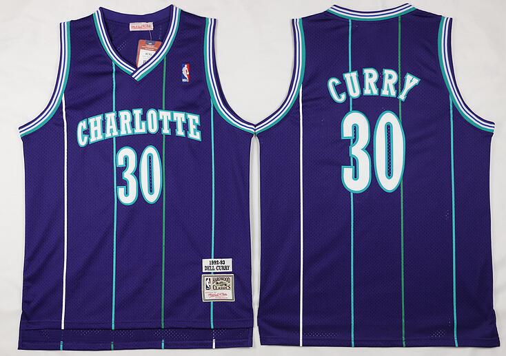 Charlotte Hornets 30 Cody  Dell Curry purple throwback adidas men nba basketball Jerseys