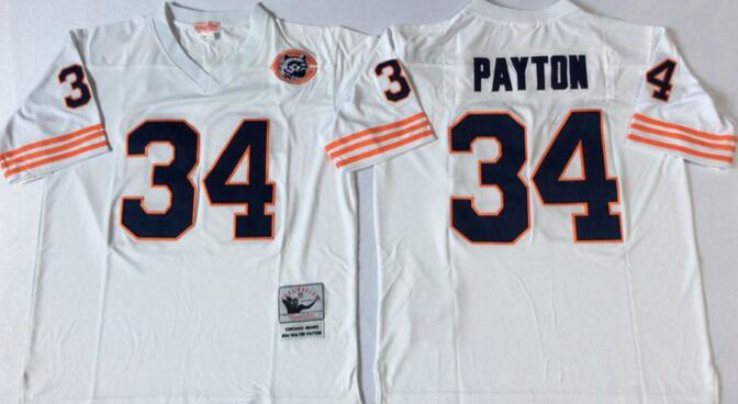Chicago Bears 34 Walter Payton throwback white football jerseys