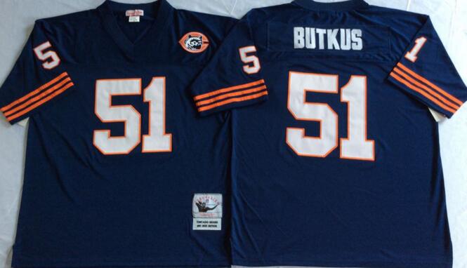 Chicago Bears 51 Dick Butkus blue throwback football Jerseys