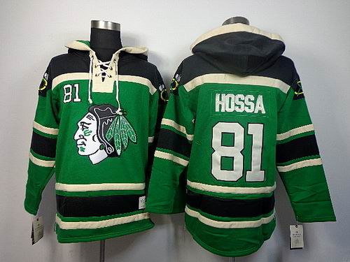 Chicago Blackhawks #81 HOSSA Green NHL Hooded Sweatshirt