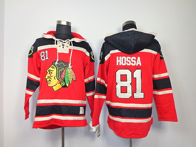 Chicago Blackhawks #81 Marian Hossa Red NHL Hooded Sweatshirt