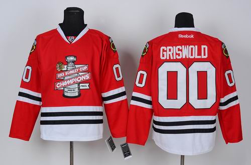 Chicago Blackhawks 00 Clark Griswold 2013 NHL Stanley Cup Final Champions Silver  Red Jersey