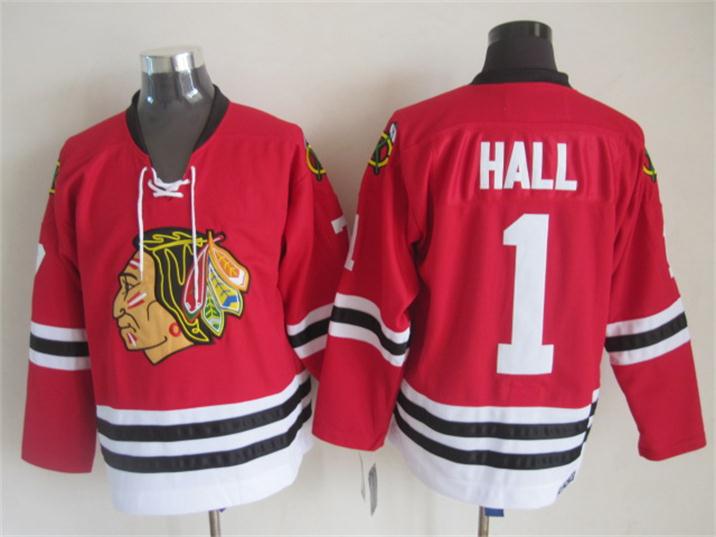 Chicago Blackhawks 1 Glean Hall Red NHL hockey Jerseys
