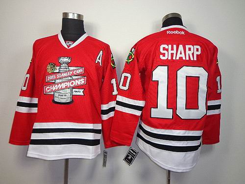 Chicago Blackhawks 10 SHARP red 2013 NHL Stanley Cup Final Champions Silver