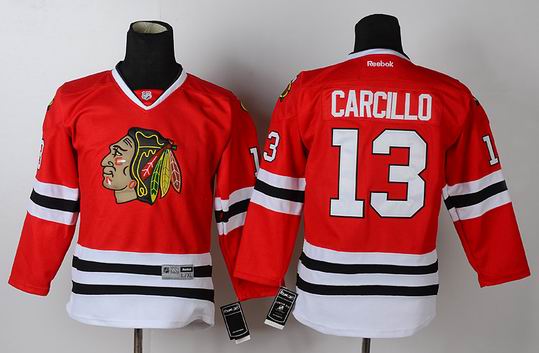 Chicago Blackhawks 13 CARCILLO red nhl hockey Jersey