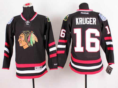Chicago Blackhawks 16 KRUGER black nhl Jersey