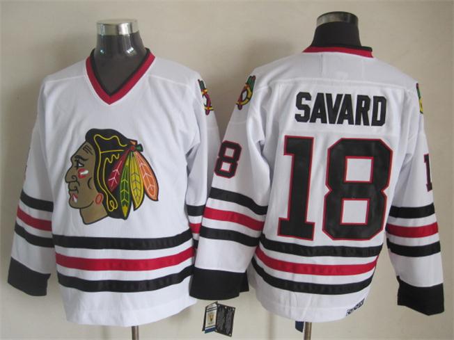 Chicago Blackhawks 18 Denis Savard CCM white men ice hockey nhl jerseys