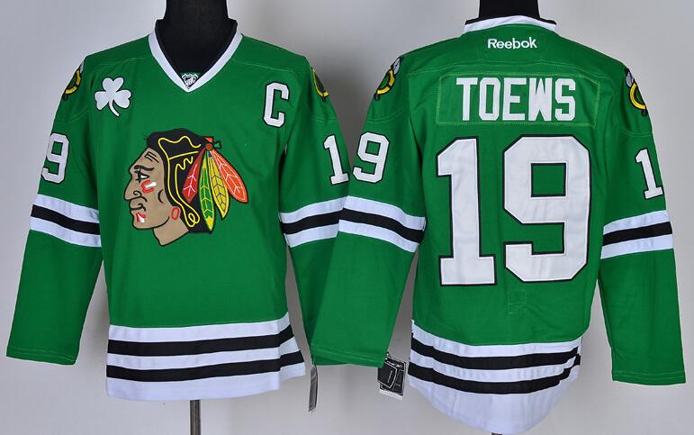Chicago Blackhawks 19 Jonathan Toews Reebok green nhl Jerseys