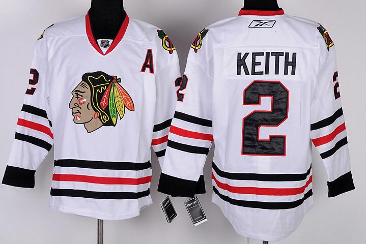 Chicago Blackhawks 2 Duncan Keith Reebok White hockey Jersey