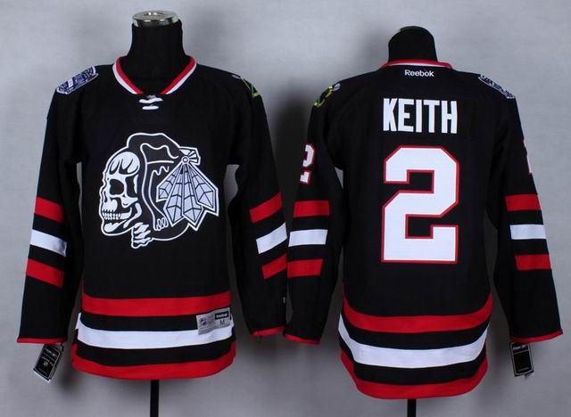 Chicago Blackhawks 2 Duncan Keith black Ice hockey jerseys