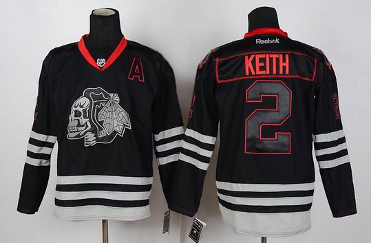 Chicago Blackhawks 2 Duncan Keith black ice nhl men Jersey